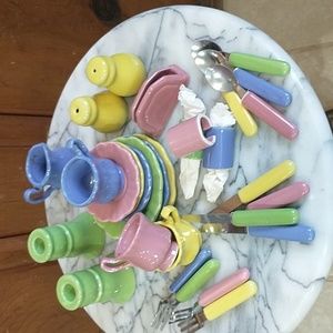 Children's Doll Dish/Tea Set Ceramic 31 Total Pieces